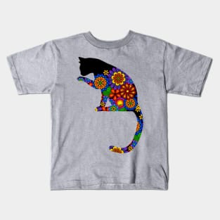 Floral Cat Art Kids T-Shirt